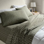 Queen Ultra Soft Flannel Sheet Set Green Geo - Threshold