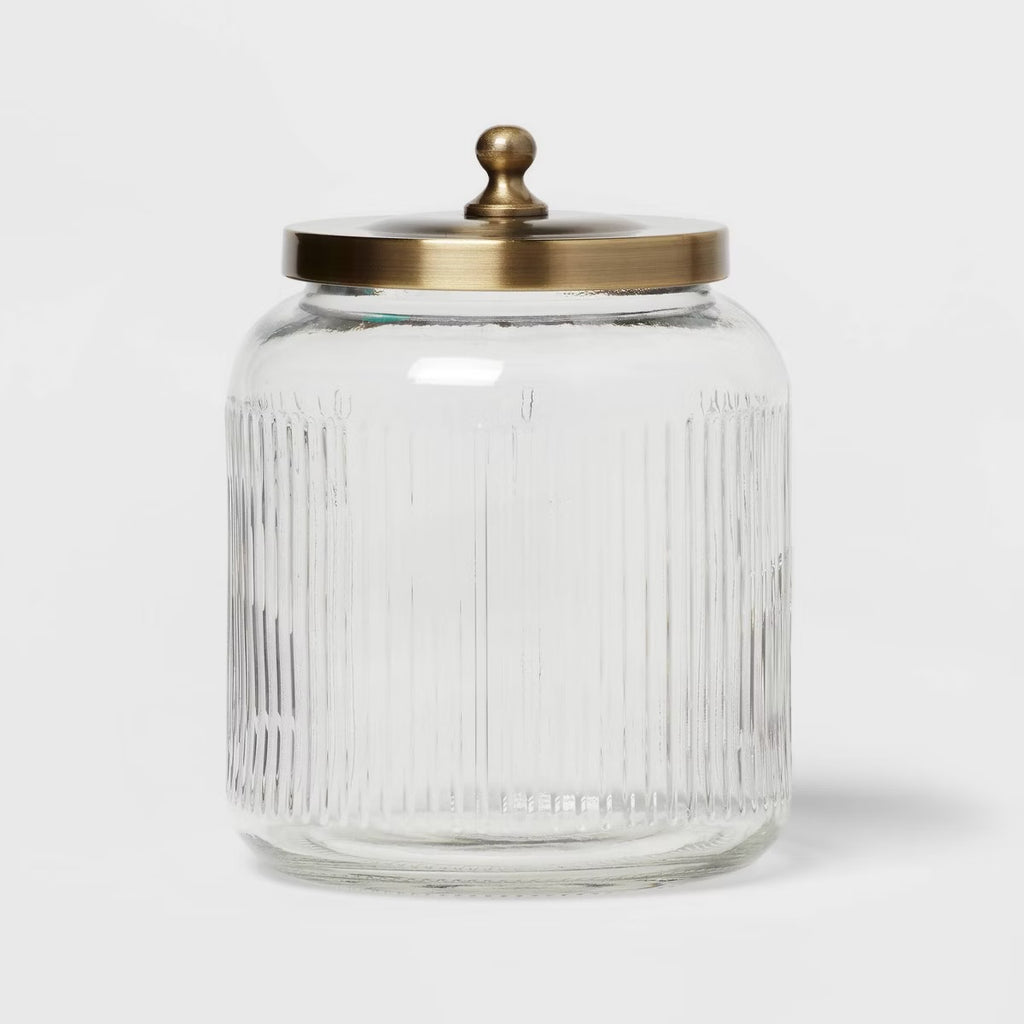 Medium Glass Bath Canister Brass - Threshold