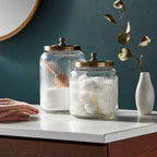 Medium Glass Bath Canister Brass - Threshold