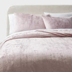 3pc Full/Queen Luxe Distressed Crinkle Velvet Duvet Cover & Sham Set