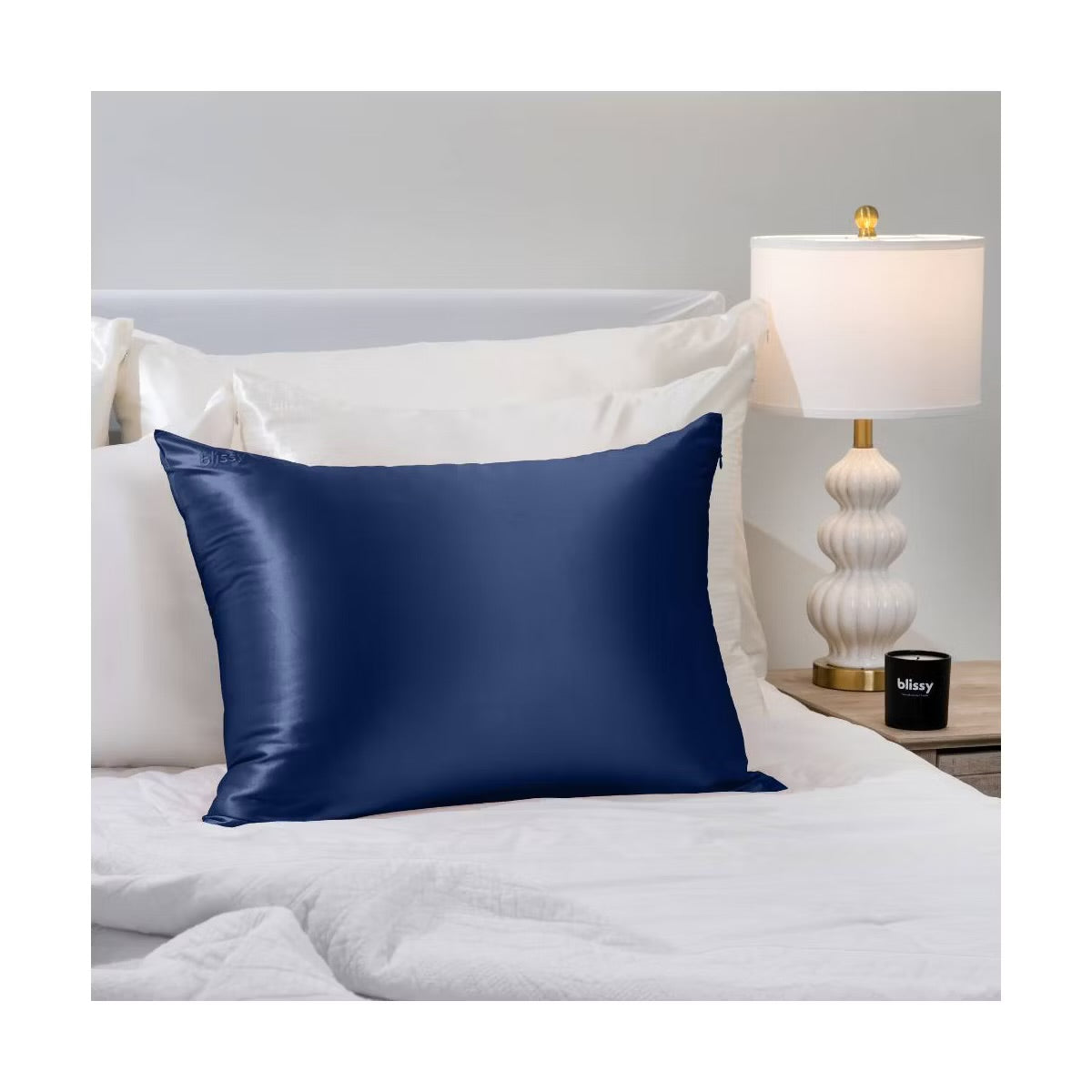 Blissy King 600 Thread Count Silk Pillowcase Navy Blue