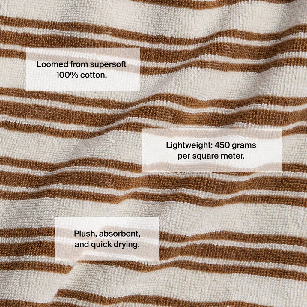Striped Supersoft Bath Towel Parchment & Pecan