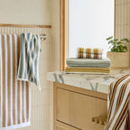 Striped Supersoft Bath Hand Towel Parchment & Absinthe
