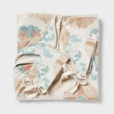 Full/Queen Suzani Print Duvet Cover and Sham Set Ivory/Light Teal Blue - Threshold