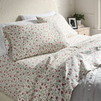 King Ultra Soft Flannel Sheet Set Ivory Floral - Threshold