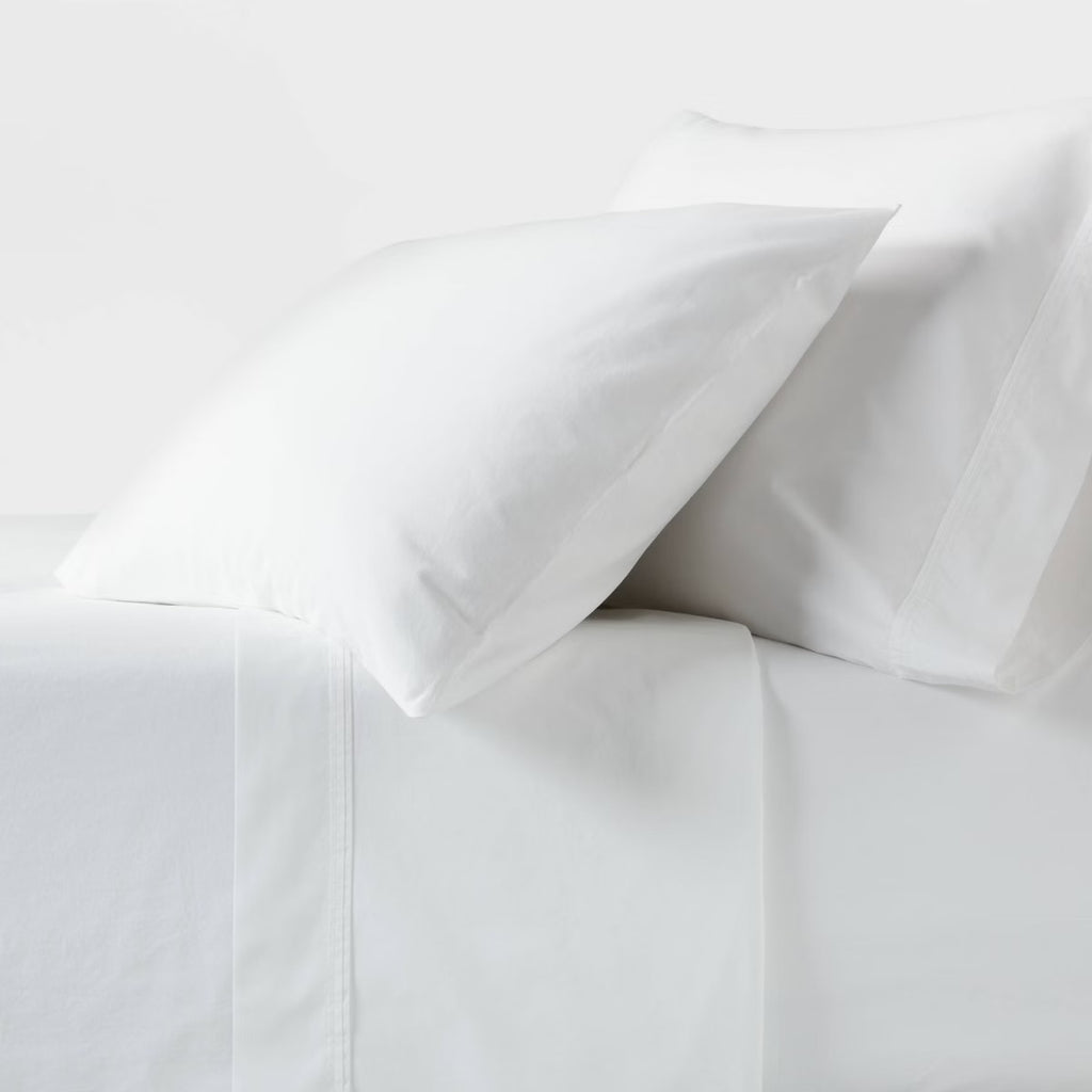 Full 250 Thread Count Organic Percale Sheet Set True White - Threshold