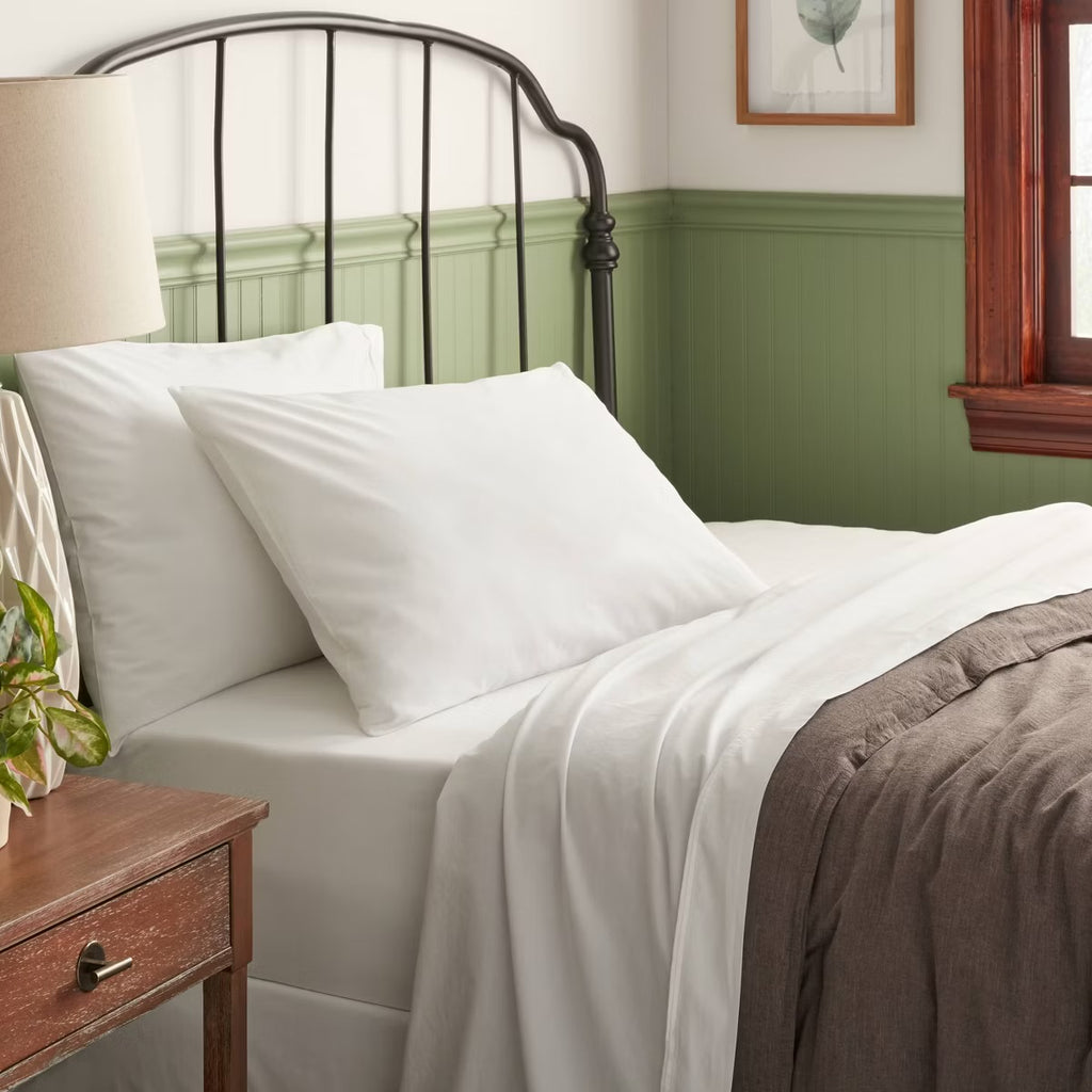 Full 250 Thread Count Organic Percale Sheet Set True White - Threshold