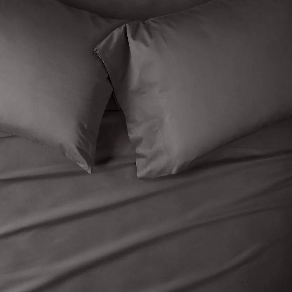 Full 500 Thread Count Washed Supima Sateen Solid Sheet Set Dark Gray - Casaluna