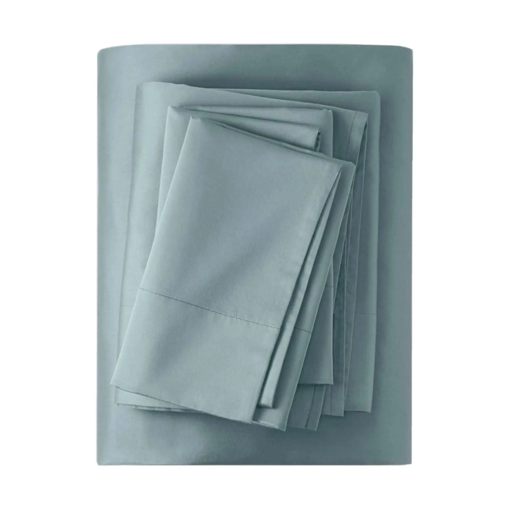 Full 500 Thread Count Washed Supima Sateen Solid Sheet Set Light Teal - Casaluna