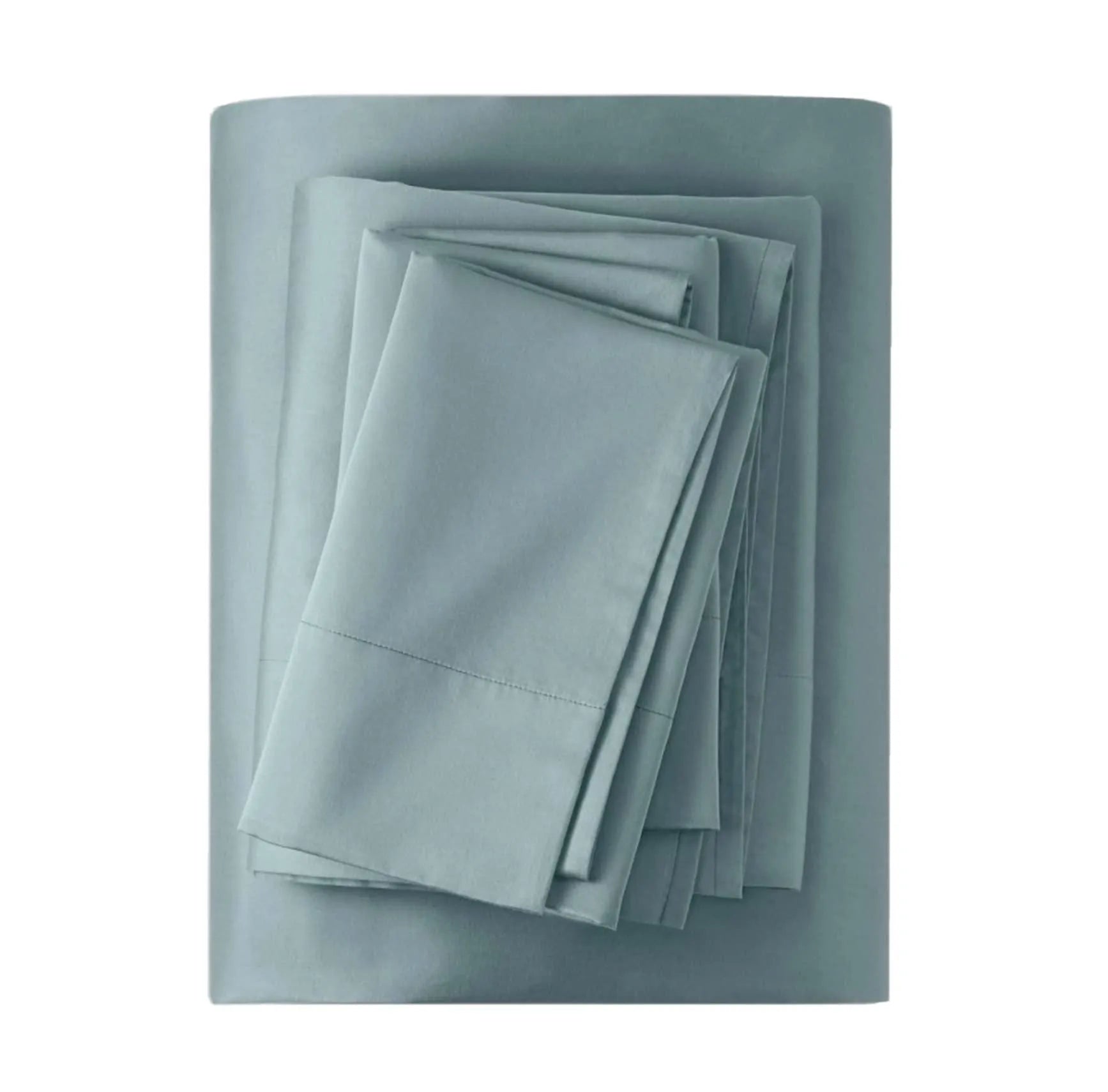 Full 500 Thread Count Washed Supima Sateen Solid Sheet Set Light Teal - Casaluna