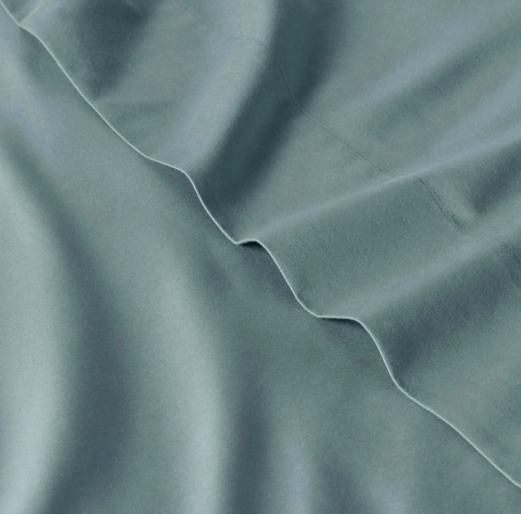 Full 500 Thread Count Washed Supima Sateen Solid Sheet Set Light Teal - Casaluna