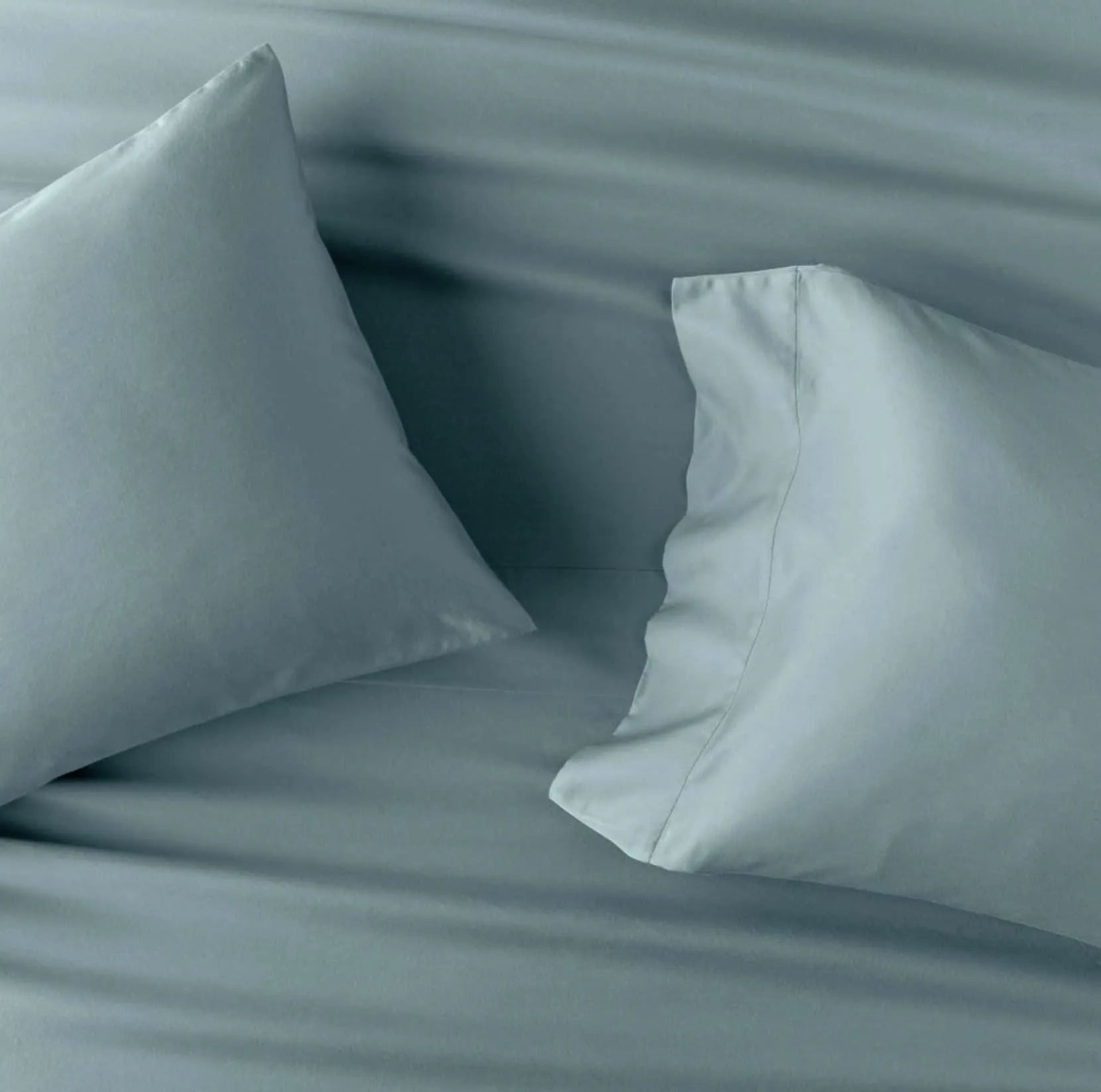 Full 500 Thread Count Washed Supima Sateen Solid Sheet Set Light Teal - Casaluna