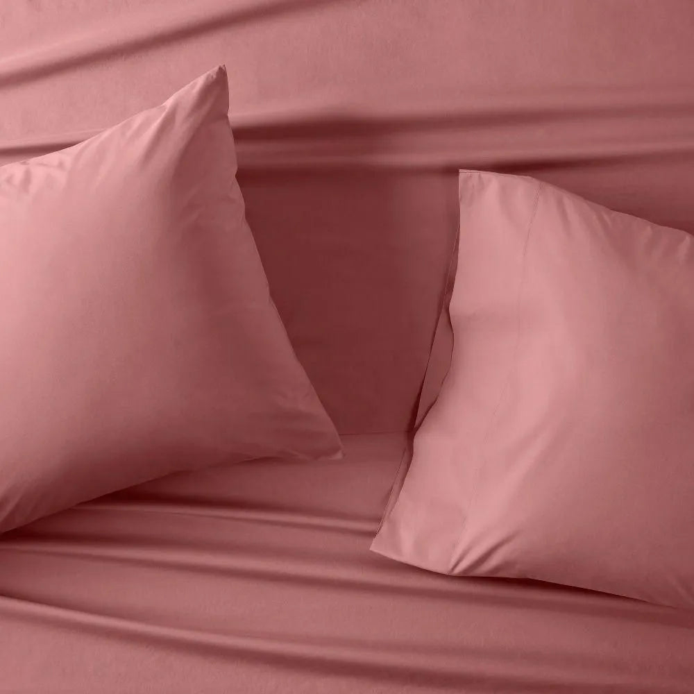 King Washed Supima Percale Solid Sheet Set Rose - Casaluna