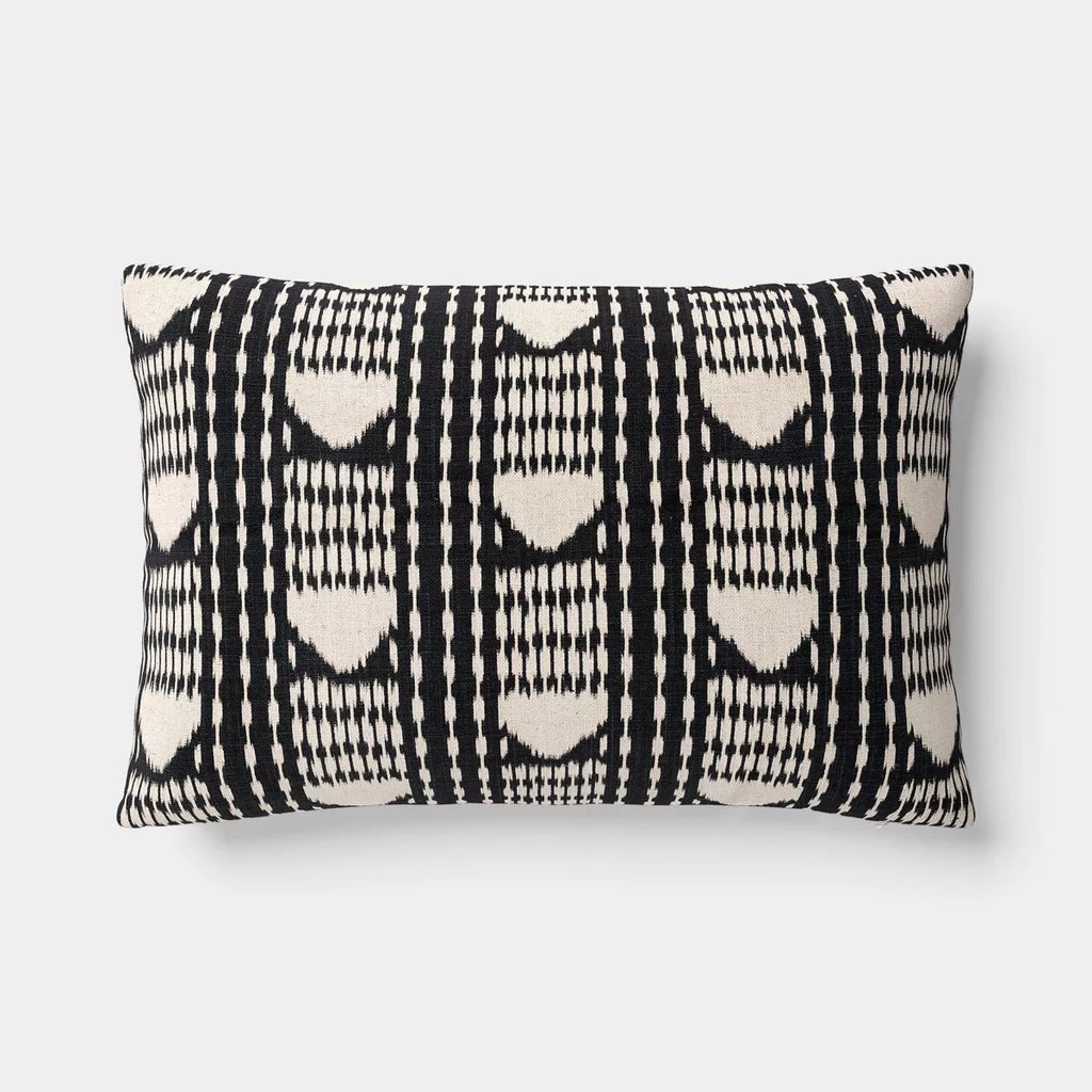 Lumbar Ikat Stripe Indoor Throw Pillow Charcoal/Neutral - Threshold