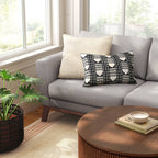 Lumbar Ikat Stripe Indoor Throw Pillow Charcoal/Neutral - Threshold
