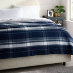 Full/Queen Brushed Cotton Blanket Blue Plaid - Threshold