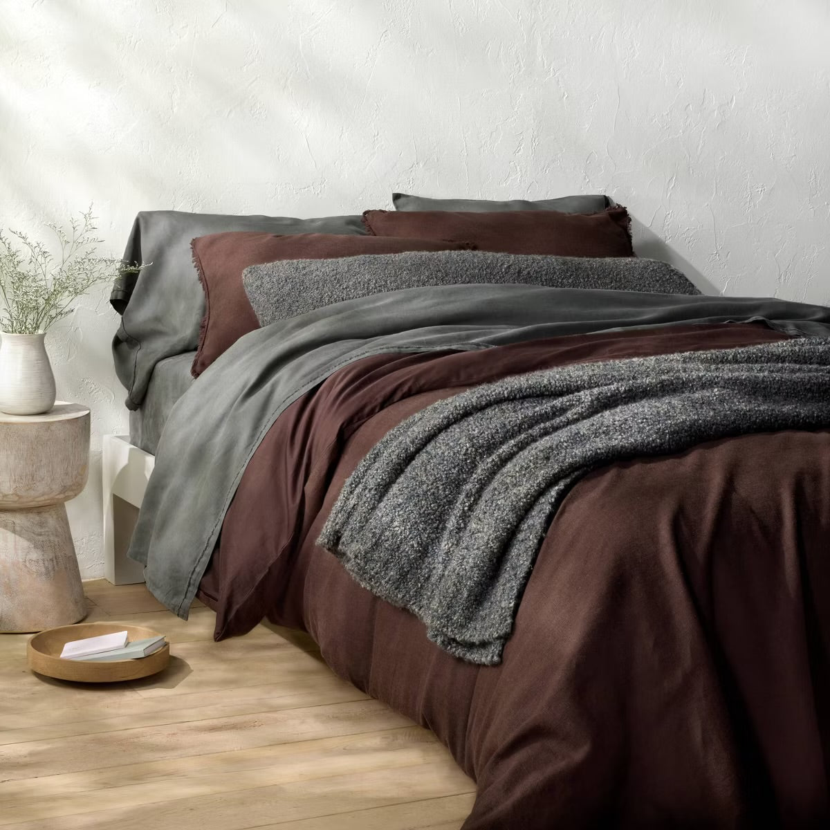 Full/Queen Boucle Blanket Blue/Gray Blend - Casaluna