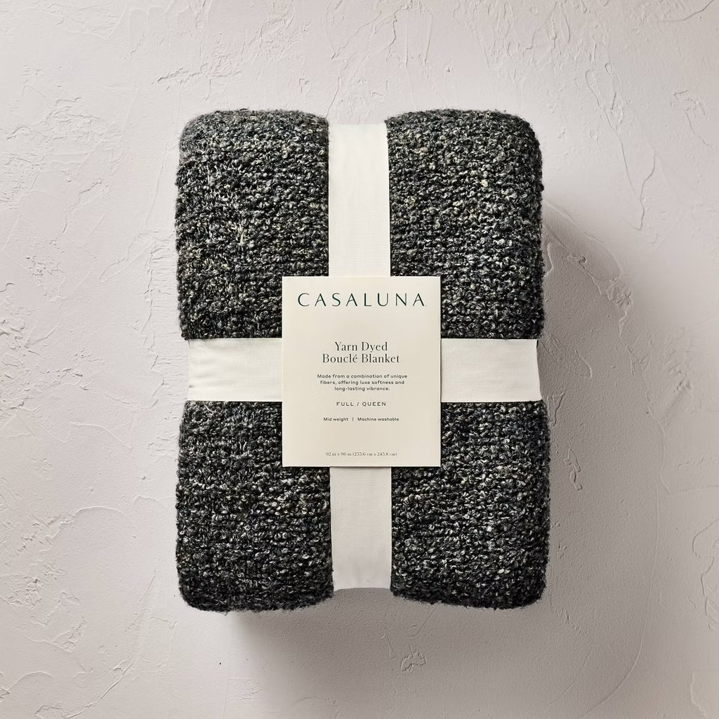 Full/Queen Boucle Blanket Blue/Gray Blend - Casaluna