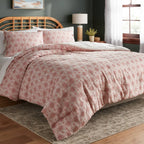 King Yarn Dye Ikat Comforter and Sham Set Ivory/Mauve