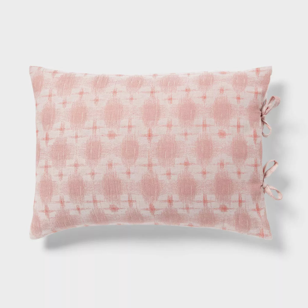 Full/Queen 3pc Yarn Dye Ikat Comforter and Sham Set Ivory/Mauve