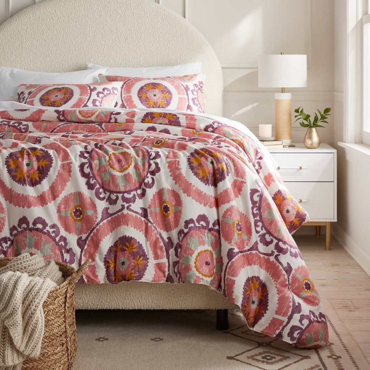 King Suzani Print Comforter and Sham Set Ivory/Salmon- Threshold