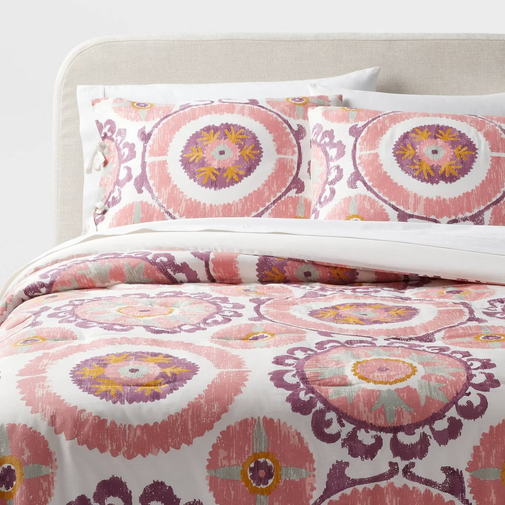 King Suzani Print Comforter and Sham Set Ivory/Salmon- Threshold