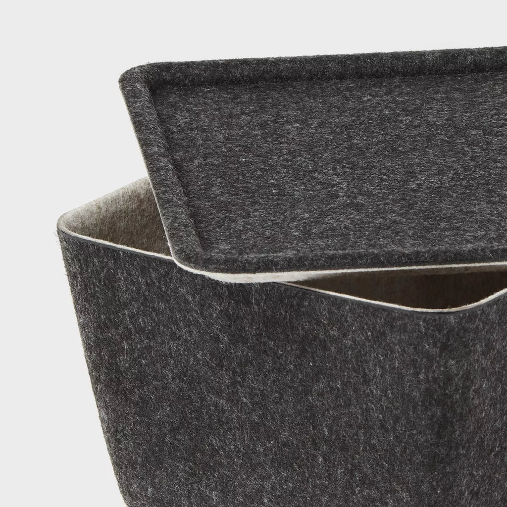 Pop Color Felt Bin Charcoal/Oat