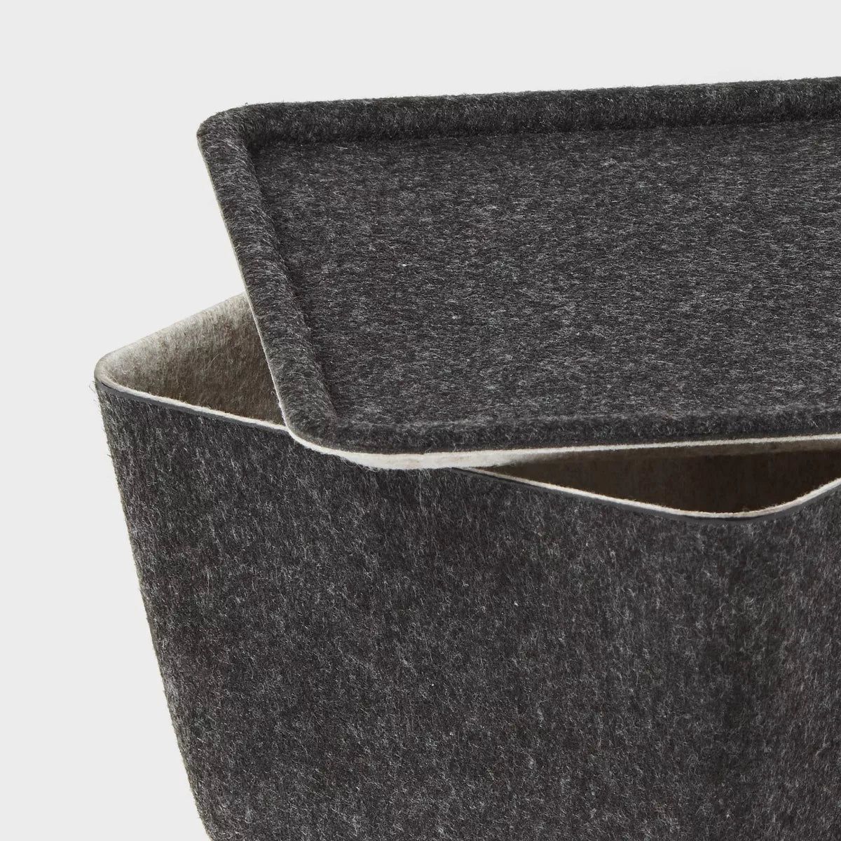 Pop Color Felt Bin Charcoal/Oat