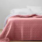King Heavyweight Linen Blend Quilt Rose - Casaluna