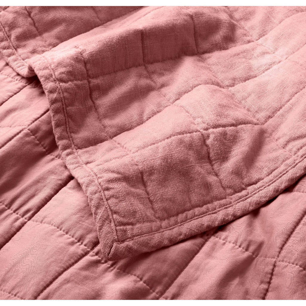 King Heavyweight Linen Blend Quilt Rose - Casaluna