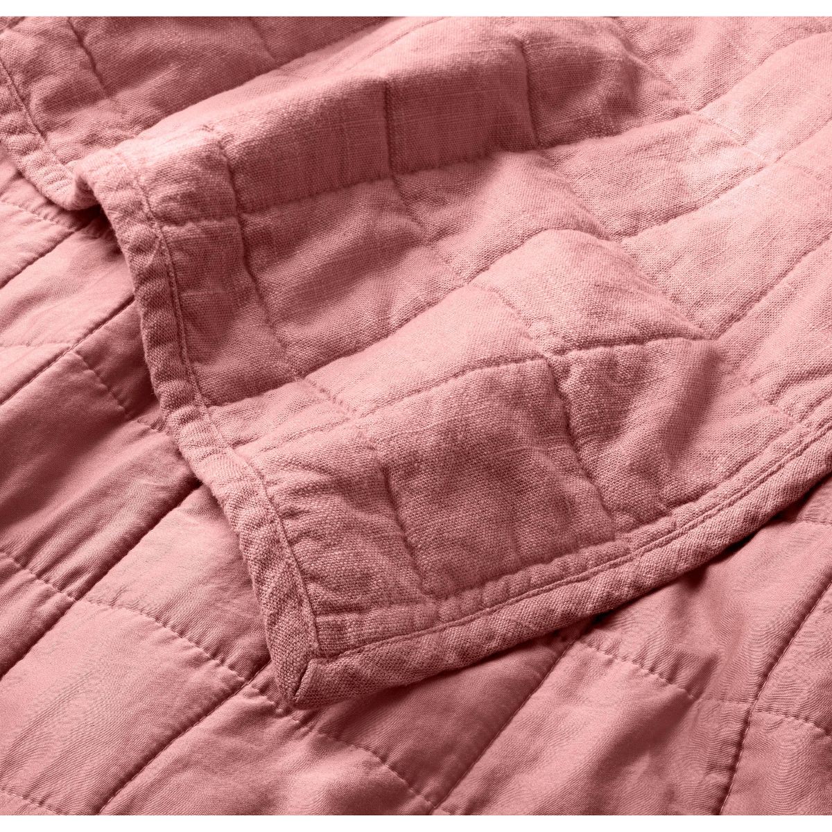 King Heavyweight Linen Blend Quilt Rose - Casaluna