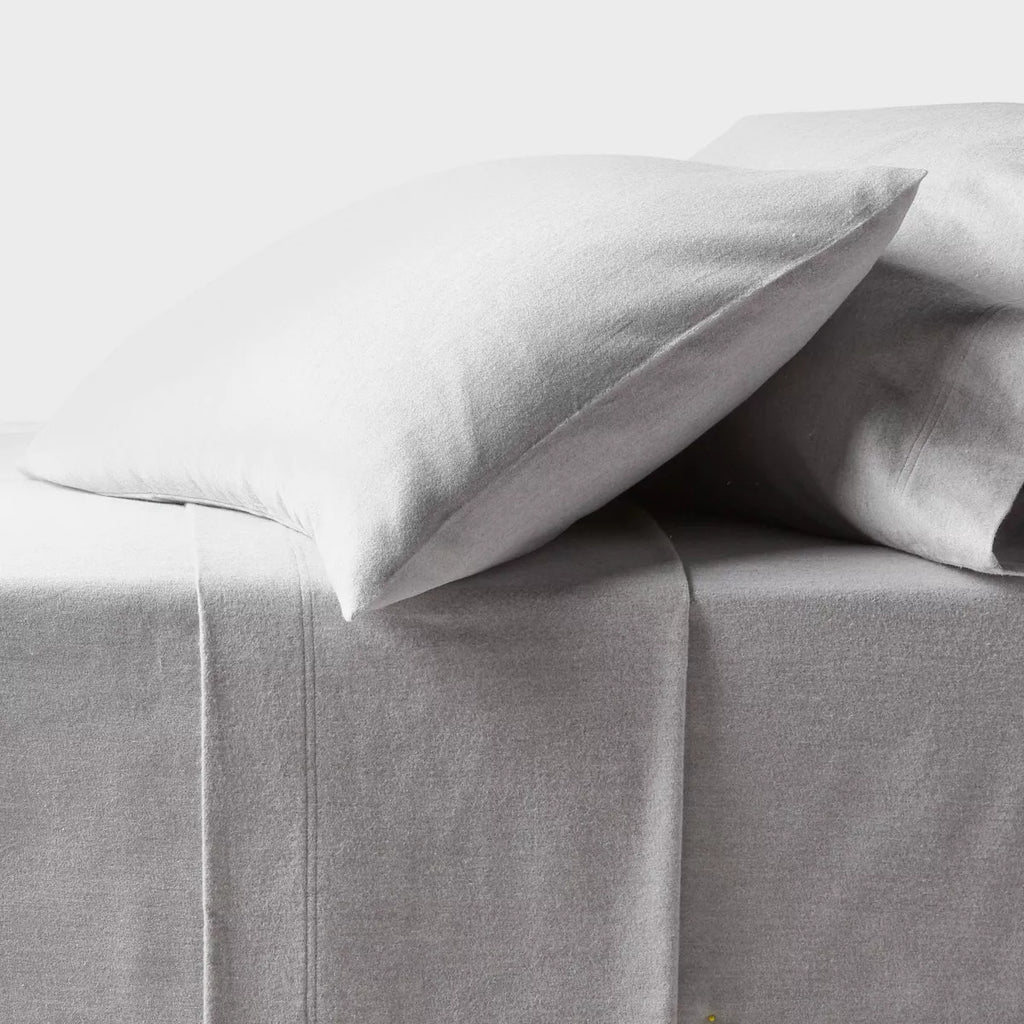*King Ultra Soft Flannel Sheet Set Eco Melange Gray - Threshold
