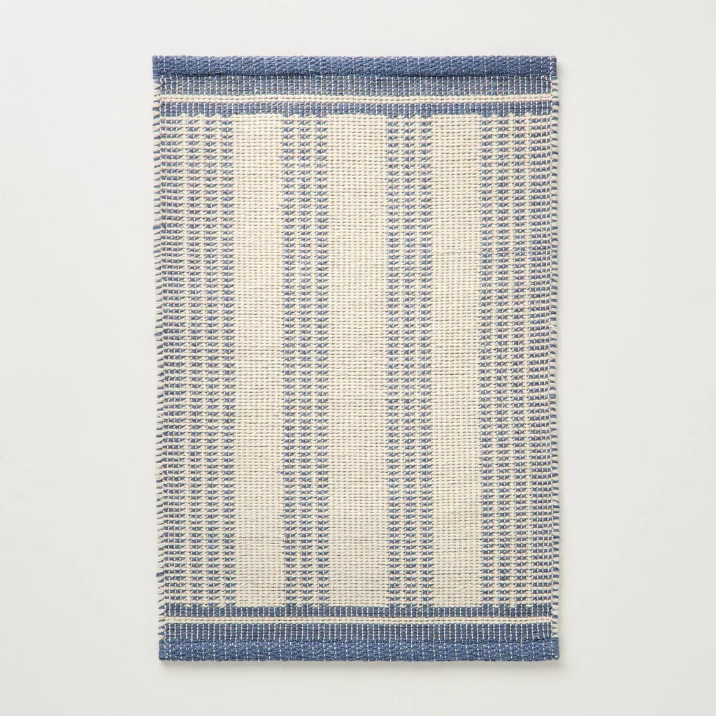 2'x3' Vertical Stripes Wool-Cotton Blend Accent Rug Blue/Cream - Hearth & Hand with Magnolia