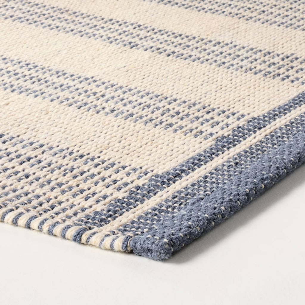 2'x3' Vertical Stripes Wool-Cotton Blend Accent Rug Blue/Cream - Hearth & Hand with Magnolia