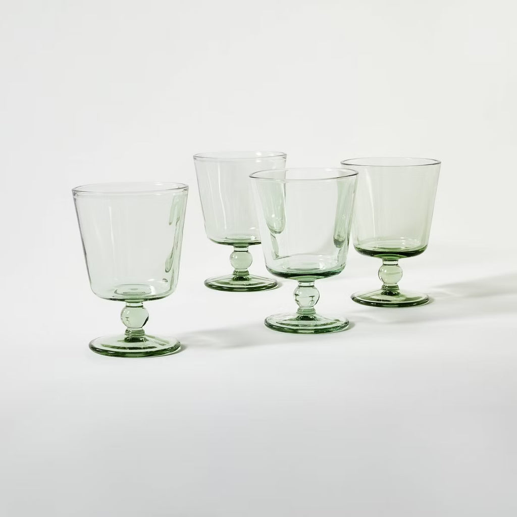 4pc Glass Drinkware Set Green