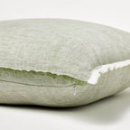 Oversized Reversible Linen Square Throw Pillow with Frayed Edges Green - Threshold designed with Studio McGee