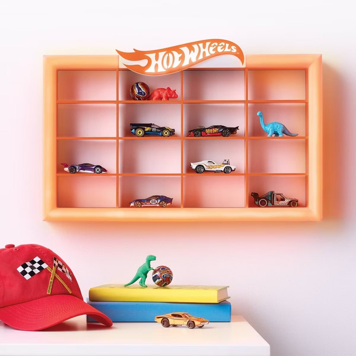 Hot Wheels Retro Light Up Kids' Wall Car Storage Orange - Hot Wheels by Pillowfort