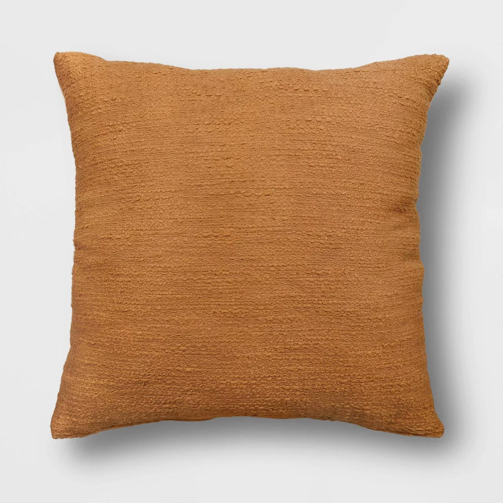 Oversized Square Cotton Boucle Reversible Throw Pillow with Linen Caramel - Threshold