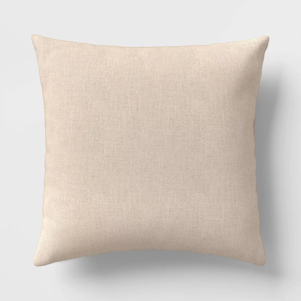 Oversized Square Cotton Boucle Reversible Throw Pillow with Linen Caramel - Threshold