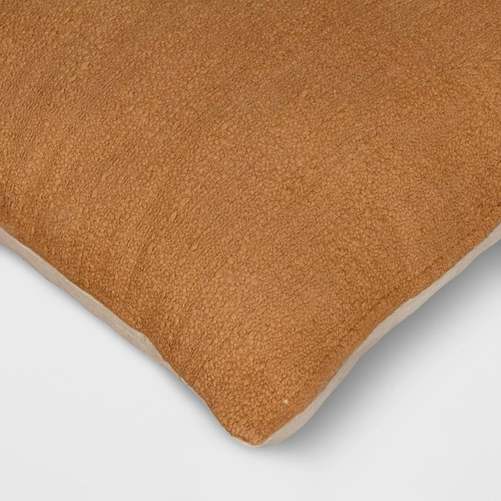 Oversized Square Cotton Boucle Reversible Throw Pillow with Linen Caramel - Threshold