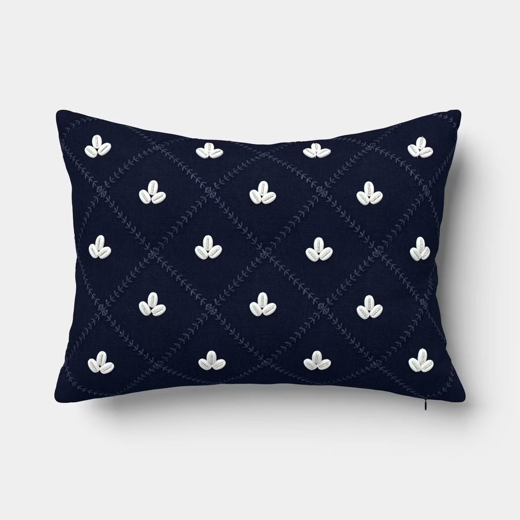Embellished Shell Navy Lumbar Pillow - Threshold designed with Studio McGee