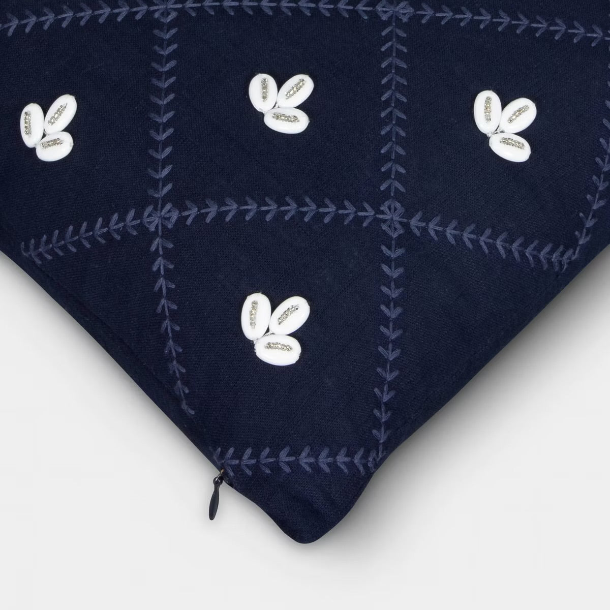 Embellished Shell Navy Lumbar Pillow - Threshold designed with Studio McGee