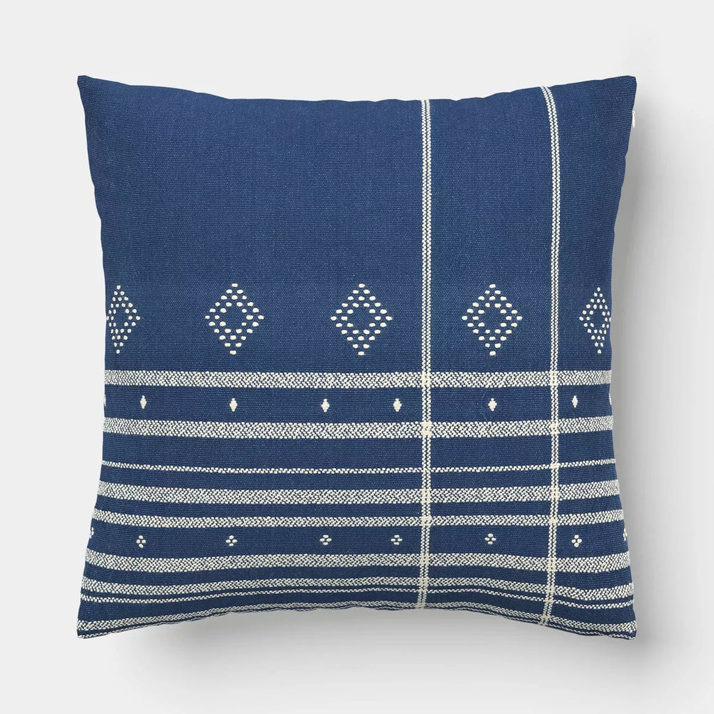 Oversized Square Yarn-Dyed Cotton Plaid Indoor Throw Pillow Blue/Neutral - Threshold
