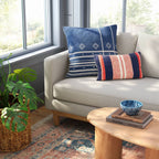 Oversized Square Yarn-Dyed Cotton Plaid Indoor Throw Pillow Blue/Neutral - Threshold