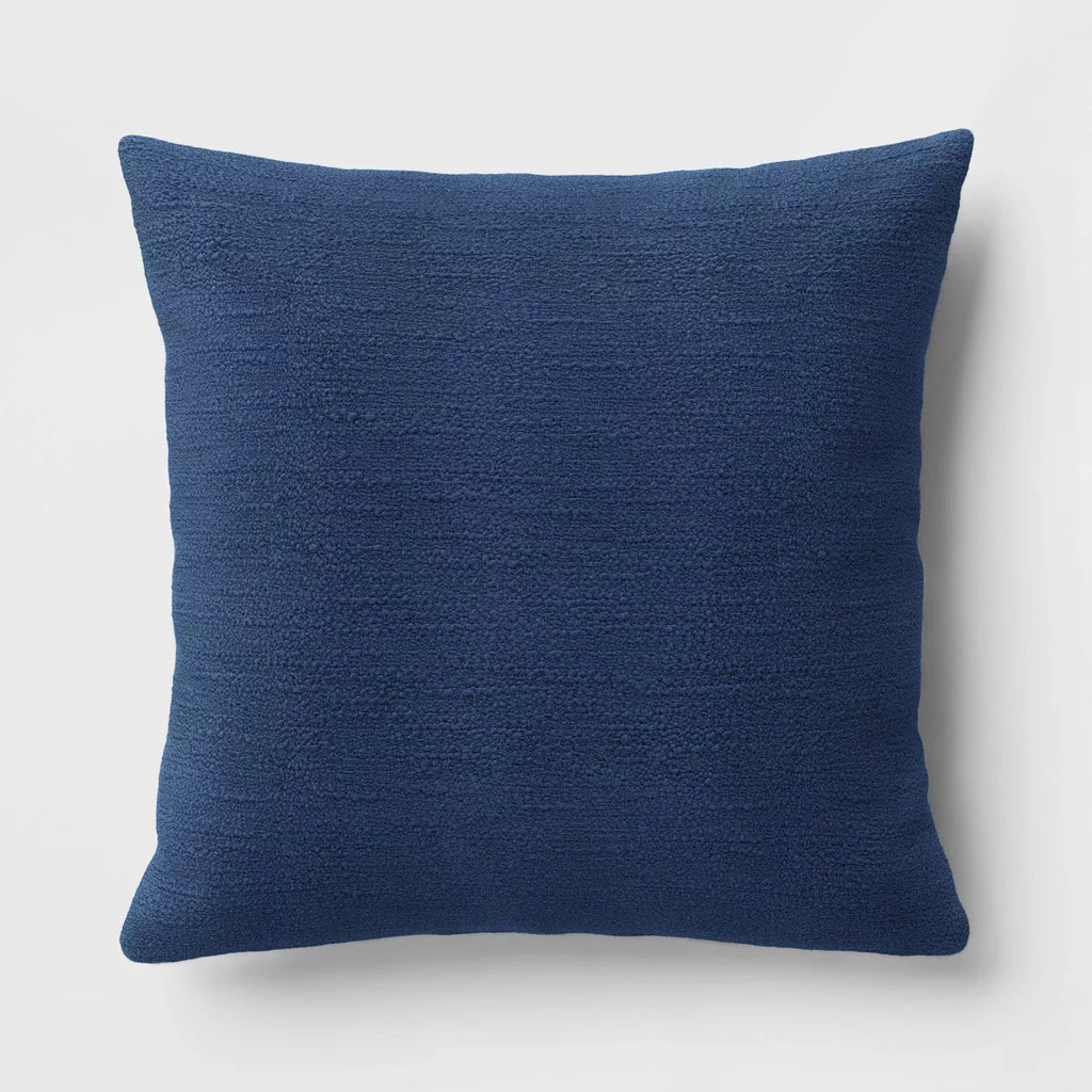 Oversized Square Cotton Boucle Reversible Throw Pillow with Linen Blue - Threshold