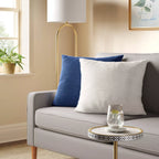 Oversized Square Cotton Boucle Reversible Throw Pillow with Linen Blue - Threshold