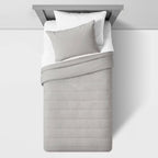 Twin Channel Jersey Kids' Comforter Set Gray - Pillowfort