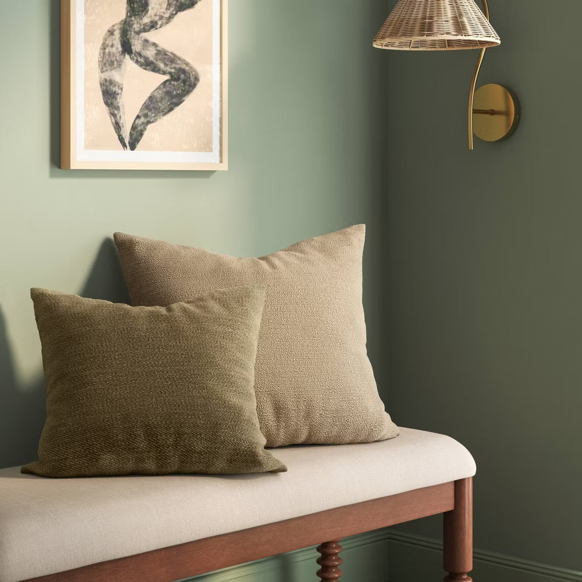 2pk Square Chenille Pillows Green - Threshold