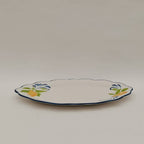 Muchoise 15.75" Ceramic Oval Serving Tray White/Blue Edge