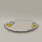Muchoise 15.75" Ceramic Oval Serving Tray White/Blue Edge